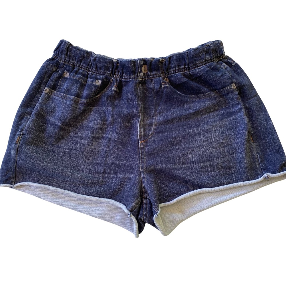 Rag & Bone Miramar Denim Sweatpant Shorts Women Medium Blue Trompe L'oeil Cotton